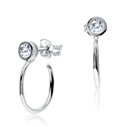 CZ Round Hook Silver Stud Earring STS-3384